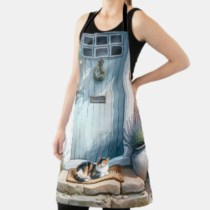 Landhausstil-Blumenveranda mit Calico-Katze Schürze