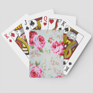 Landhausstil Cottage Rosa Rose Floral Spielkarten