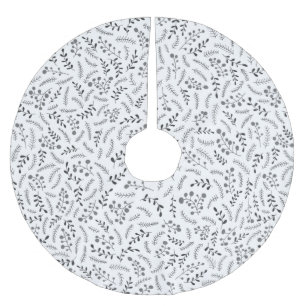 Landhausstil dunkelgrau weiß rustikales Blattmuste Polyester Weihnachtsbaumdecke