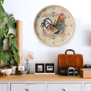 Landhausstil Französischer Country Rustikaler Hahn Quadratische Wanduhr
