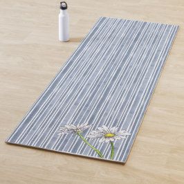 Landhausstil Hellblau Gestreifte Aquarell-Daisy Yogamatte