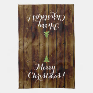 Landhausstil Holz Frohe Weihnachten Küchentuch