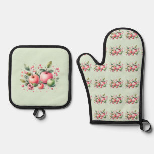 Landhausstil-Obstgarten-Apfel-Thema Ofenhandschuh & Topflappen-Set