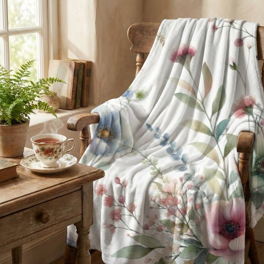 Landhausstil Pastell Blumenmuster Fleecedecke