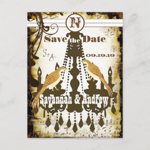 Landhausstil Rustikaler Kronleuchter Save the Date Ankündigungspostkarte