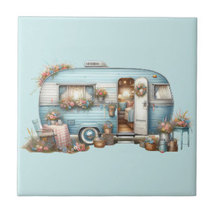 Landhausstil Vintage Blumen Camper Boho Accessoire Fliese