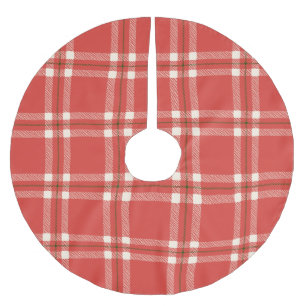 Landhausstil vintage rot grün creme kariert Weihna Polyester Weihnachtsbaumdecke
