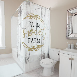 Landhausstil Weiße Holzfarm Farm Sweet Farm Duschvorhang