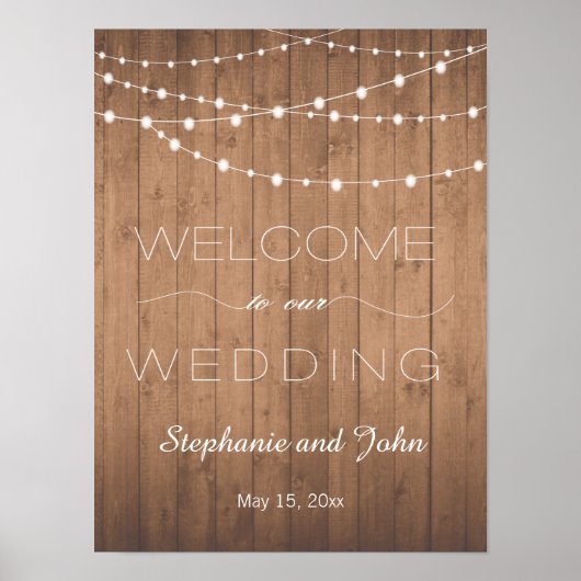 Landhausstil Willkommensschild zur Hochzeit Poster (Vorne)