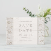 Landhochzeit aus Spitzenholz Save the Date (Stehend Vorderseite)