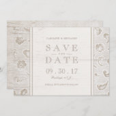 Landhochzeit aus Spitzenholz Save the Date (Vorne/Hinten)