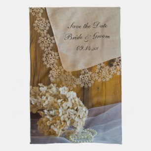 Landhochzeit Blumen Bauernheirat Aufbewahrung des Küchentuch