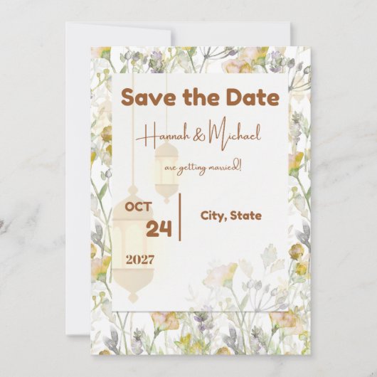 Landhochzeit Blumen Datum speichern Save The Date (Vorderseite)