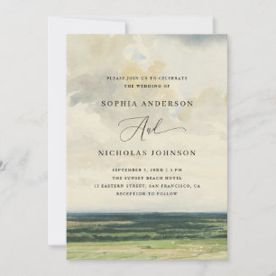 Landhochzeit Fine Art Landschaft + QR Code Einladung