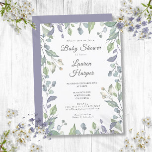 Landhochzeit Florale Grünzeug Baby Sprinkle Einladung