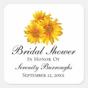 Landhochzeit Gelbe Blumen Brautparty Quadratischer Aufkleber