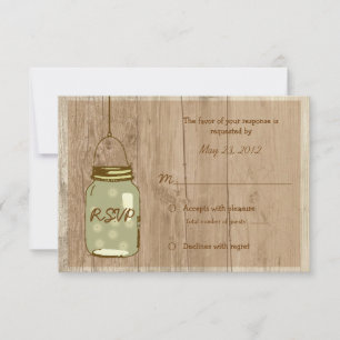 Landhochzeit Holz Rustikale Mason-Glas-Hochzeit RS RSVP Karte