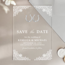 Landhochzeit Hufeisen Weiße Spitze Save the Date