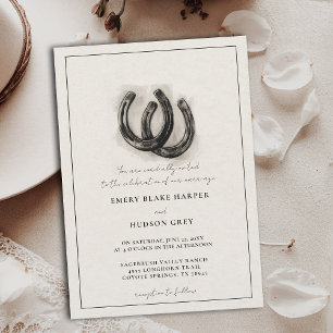 Landhochzeit im Vintage-Western-Stil in Schwarz-We Einladung