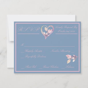 Landhochzeit in Blau und Pastellrosa RSVP Karte