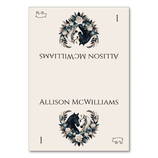 Landhochzeit in der Liebe - Schweinefleisch Tischnummer (Vorderseite)