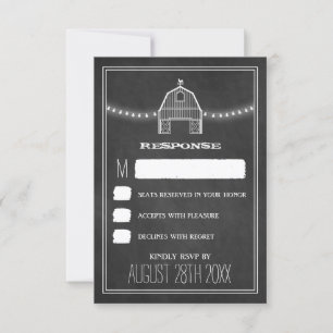 Landhochzeit Kreidetafel Scheunenhochzeit RSVP Kar Karte
