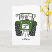 Landhochzeit mit grünem Traktor Karte (Gelbe Blume)