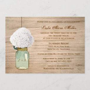 Landhochzeit mit Mason Jar Hydrangea Brautparty Einladung