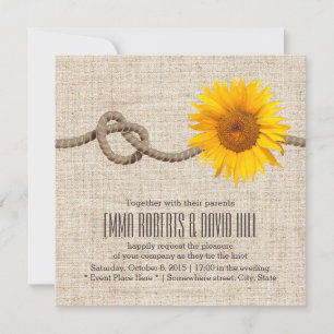 Landhochzeit mit Sonnenblume und Schnurknoten aus Einladung