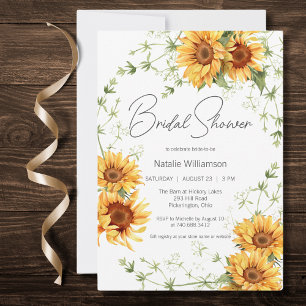 Landhochzeit mit Sonnenblumen und Grünzeug Einladung