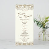 Landhochzeit-Programm mit Jute-Blumenmuster Programm (Stehend Vorderseite)