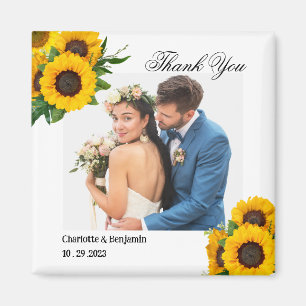 Landhochzeit Sonnenblumen-Foto-Hochzeitsgunst-Gesc Magnet