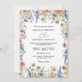 Landhochzeit Wildblumen Rustikal Modern QR Code Einladung (Vorderseite)