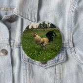 Landhuhn auf dem Bauernhof Foto Button (Beispiel)