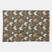 Landhuhn-Blumen auf Schwarz Geschirrtuch (Horizontal)