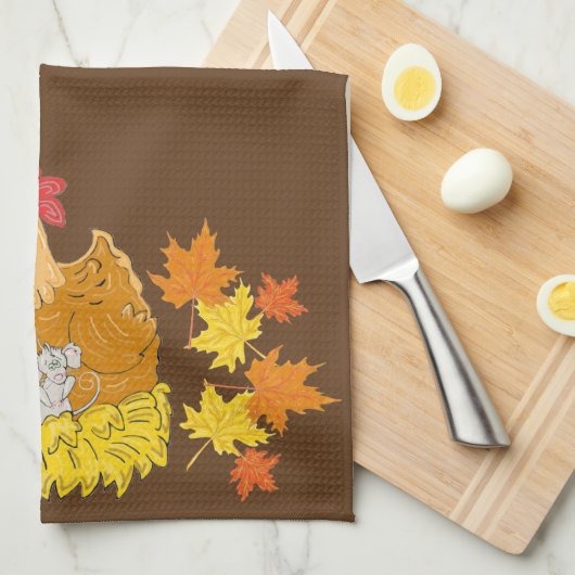 Landhühnchen, Maus, Herbstlaube Handtuch (Viertel Falte)
