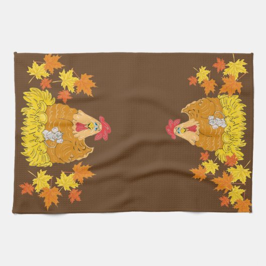 Landhühnchen, Maus, Herbstlaube Handtuch (Horizontal)