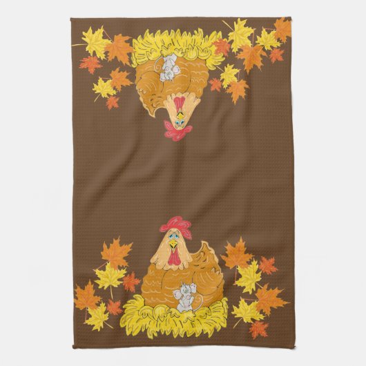 Landhühnchen, Maus, Herbstlaube Handtuch (Vertikal)