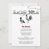 Landhühnerfarm auf einer Hochzeit Einladung (Rückseite)