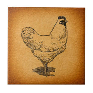 Landhühnerfarm Tierart Vintages Rooster Fliese