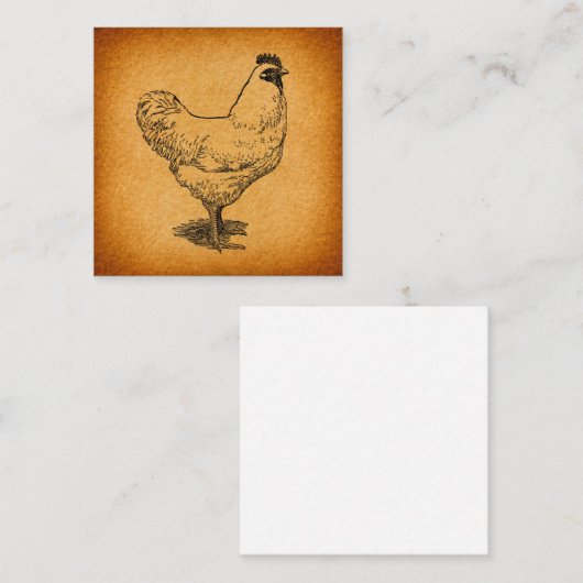 Landhühnerfarm Vintage Tierart Begleitkarte (Vorne/Hinten)