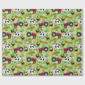 Landhütte Kuh und rote Zugmaschine Geschenkpapier (Flach)