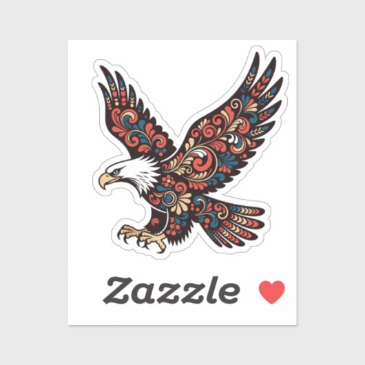 Landing Eagle Sticker - Ornamental Paisley Wings & (Blatt)