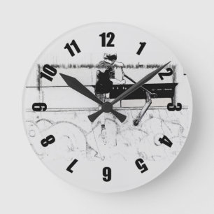 Landing It - Stunt Scooter Rider Runde Wanduhr