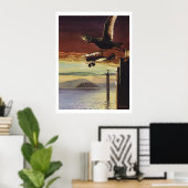 "Landing Patterns" Wasserfarbenkunst Poster (Heimbüro)