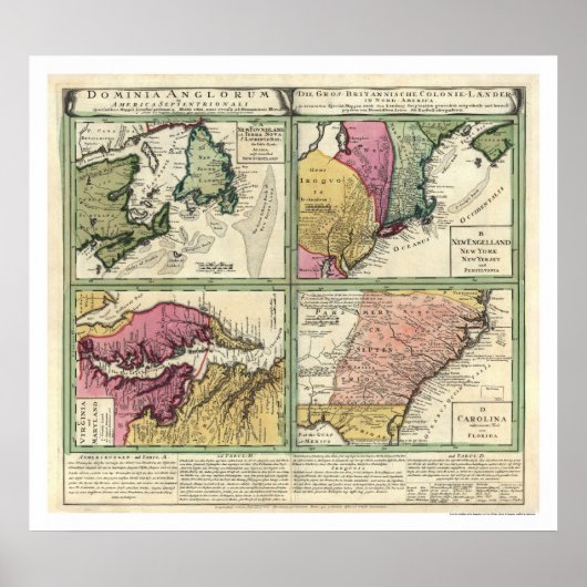 Landkarte 1760 für Neufundland und Ostküste Poster (Vorne)