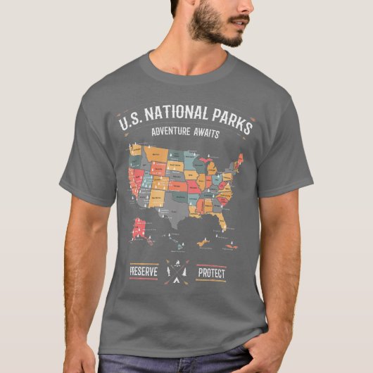 Landkarte der USA Schutz Wandern T-Shirt (Vorderseite)