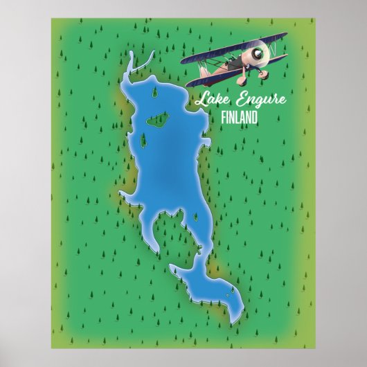 Landkarte des Enginer Sees Finnland Poster (Vorne)