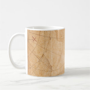 Landkarte für gealterte Piraten, Schatz,v Kaffeetasse