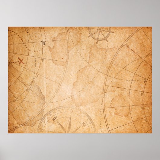 Landkarte für gealterte Piraten, Schatz,v Poster (Vorne)